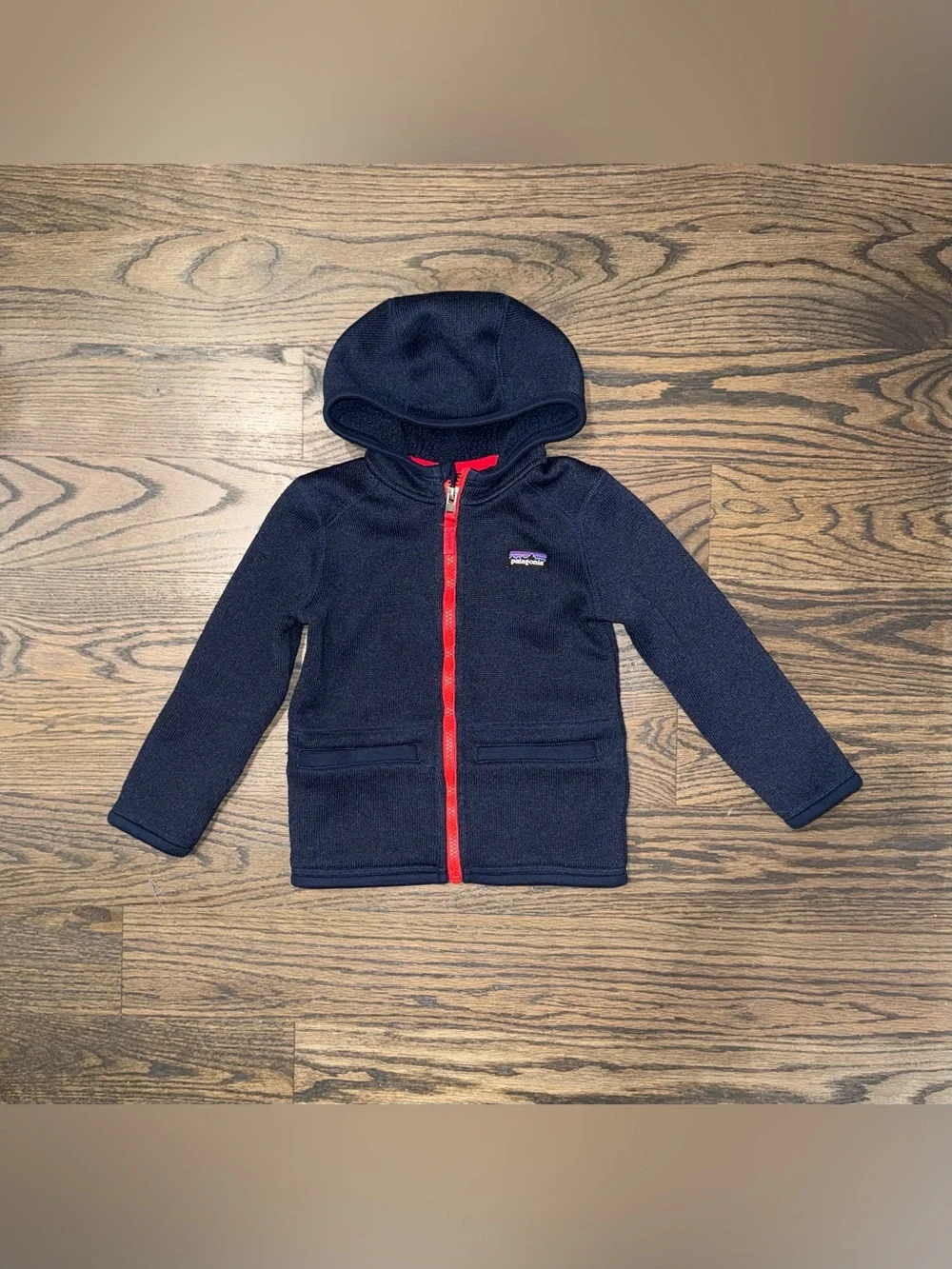 Patagonia toddler full zip hooded sweater jacket navy size 3T